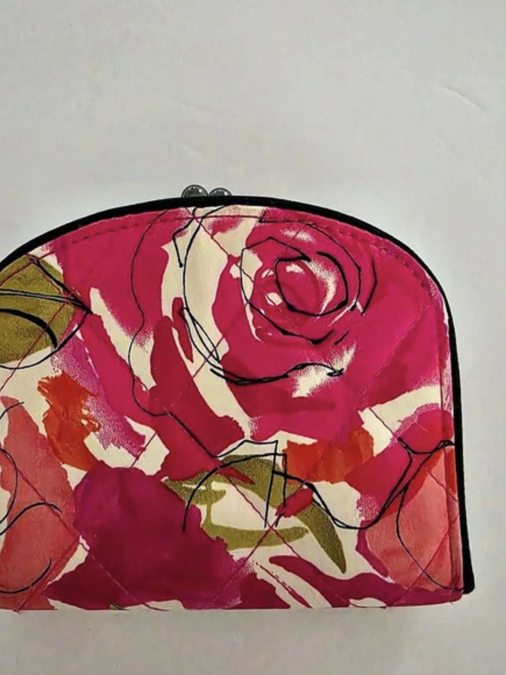 Vera Bradley Floral Kiss-Lock Wallet in Pink, Green & Red.